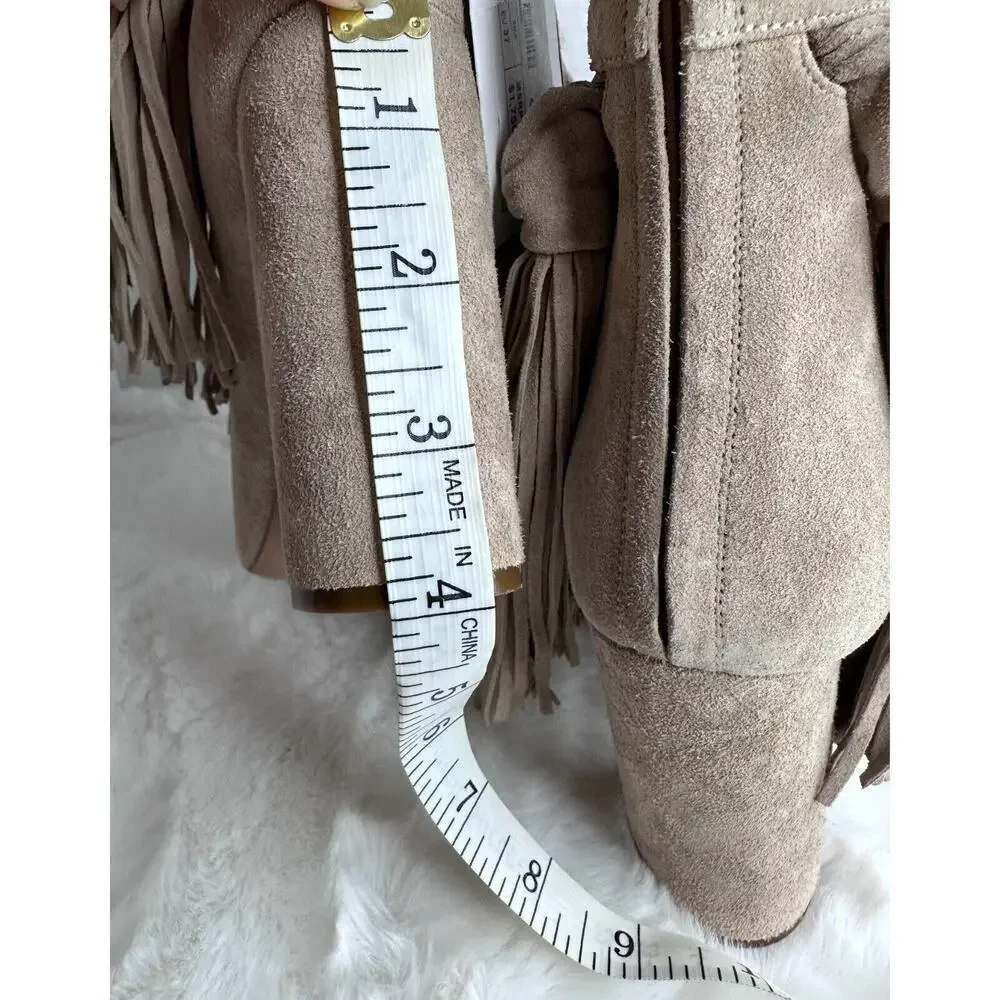 Chloe Fringed Tasseled Suede Ankle Open Toes boots Size UE 37
